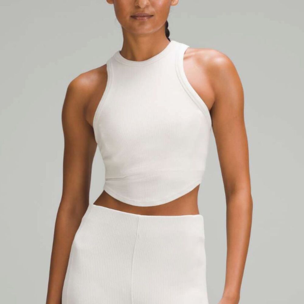 Women Lululemon Hold Tight Cropped Tank Top Bone Size 8 Athleisure Activewear